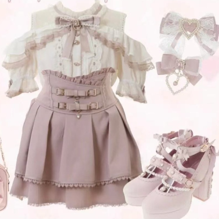 Women Formal Blouses For Evening Wear - Blus Lolita Jepang Bergaya Ruffle Lucu