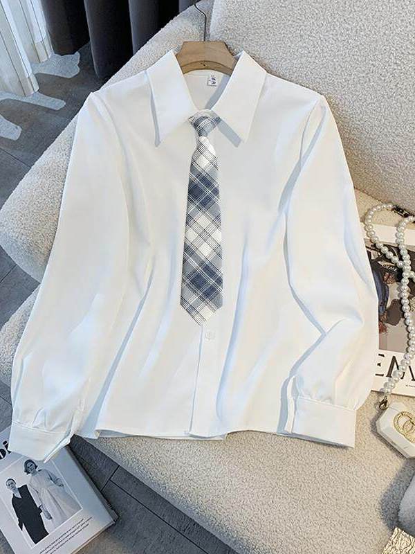 Women Formal Wear White Shirt - Kemeja Putih Lengan Panjang Longgar untuk