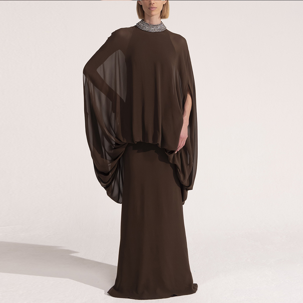 Women Formal Blouses For Evening Wear - Gaun Malam Mewah Berhias Berlian Imitasi