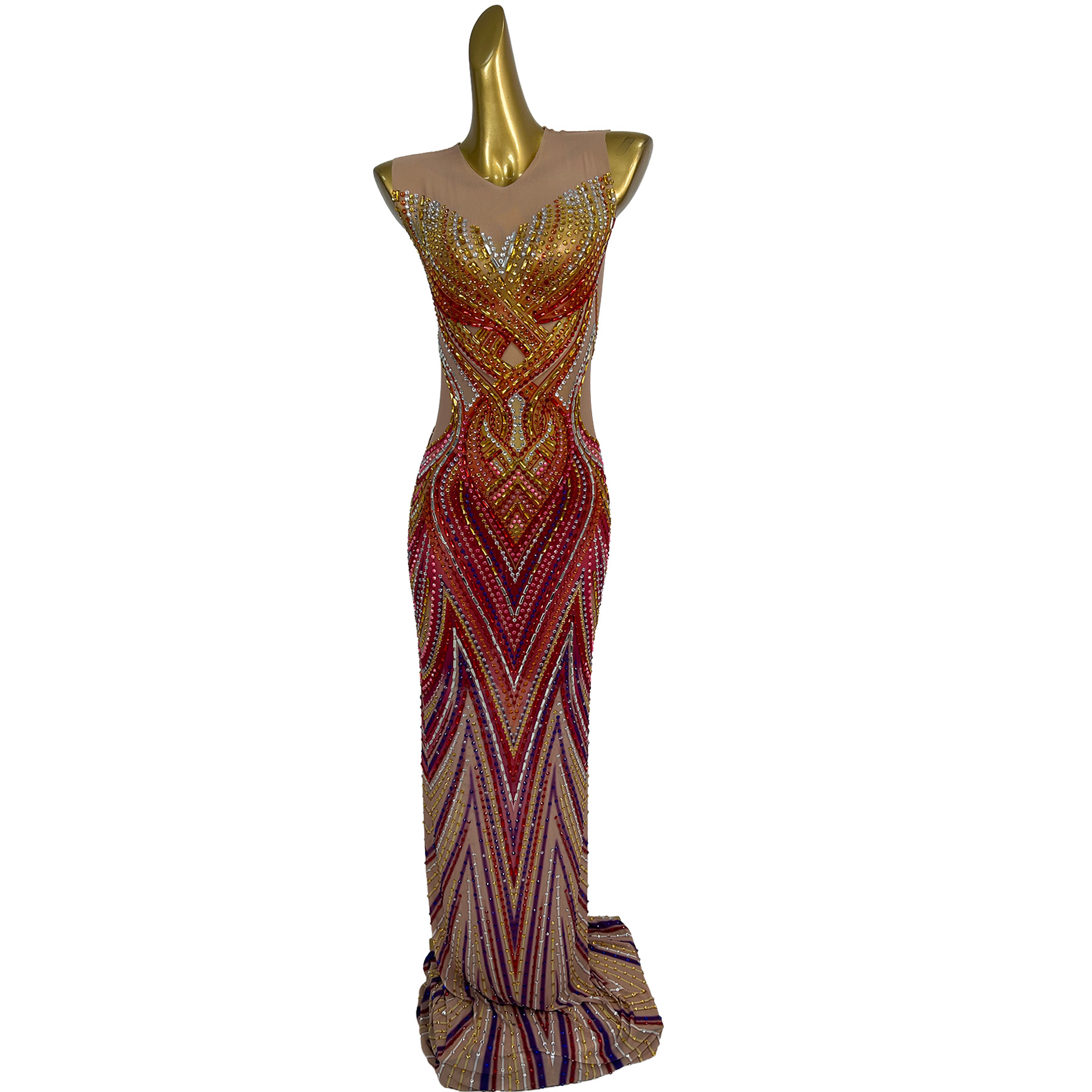 Women Formal Party Wear Dress - Gaun Panjang Kristal Seksi untuk Ulang