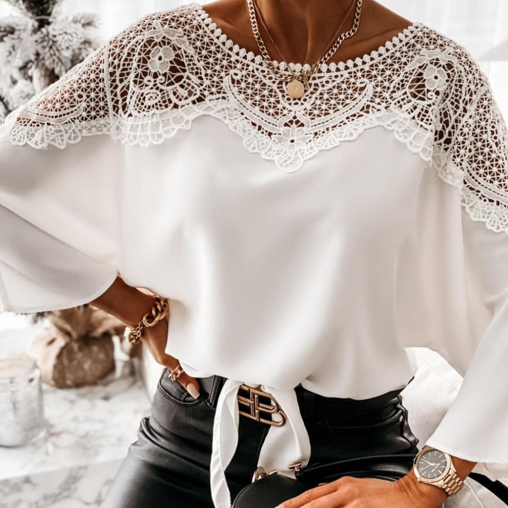 Blus Renda Lengan Panjang Klas - Women Formal Wear White Shirt ulasan dan harga