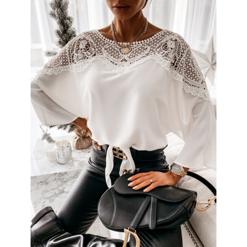 Blus Renda Lengan Panjang Klas - Women Formal Wear White Shirt ulasan dan harga
