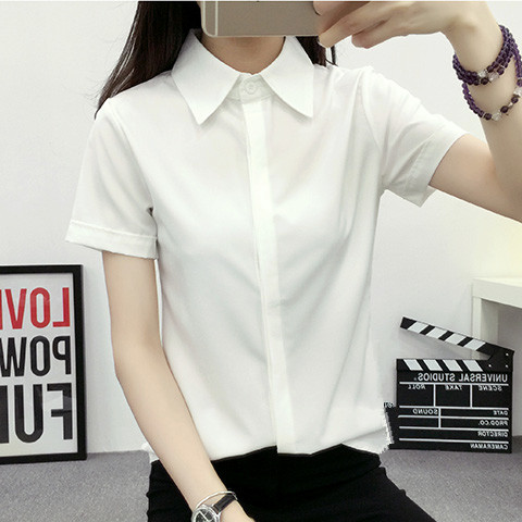 Kemeja Putih Lengan Pendek Lon - Women Formal Wear White Shirt ulasan dan harga