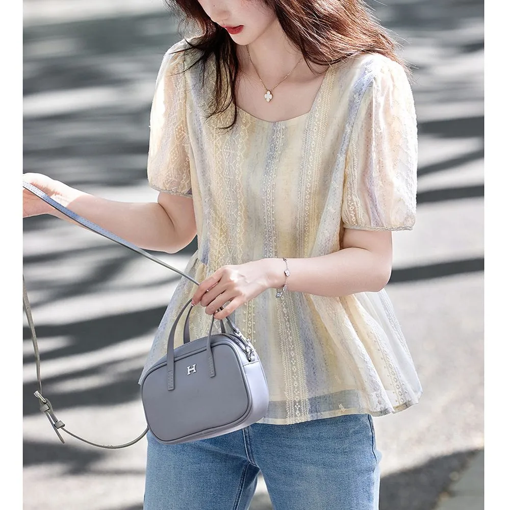 Blus renda lengan puff longgar - Women Formal Blouses For Evening Wear ulasan dan harga