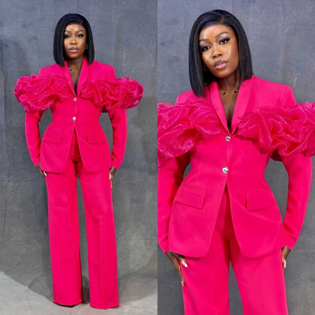 Setelan Celana Wanita Hot Pink - Women Formal Party Wear Dress ulasan dan harga